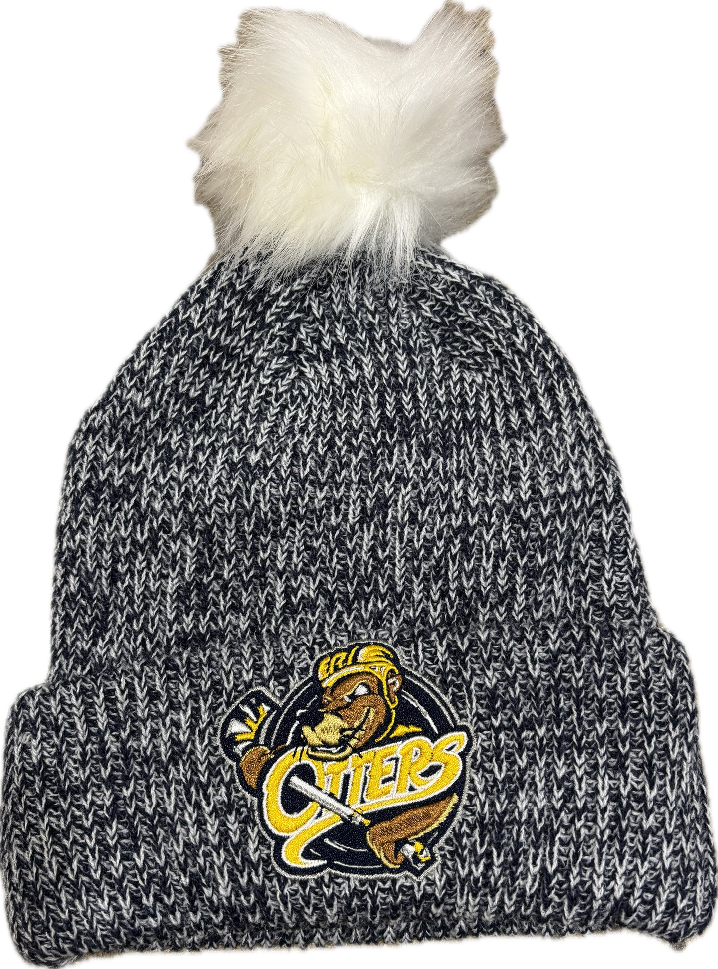 Knit Fold Over Pom-Pom Beanie